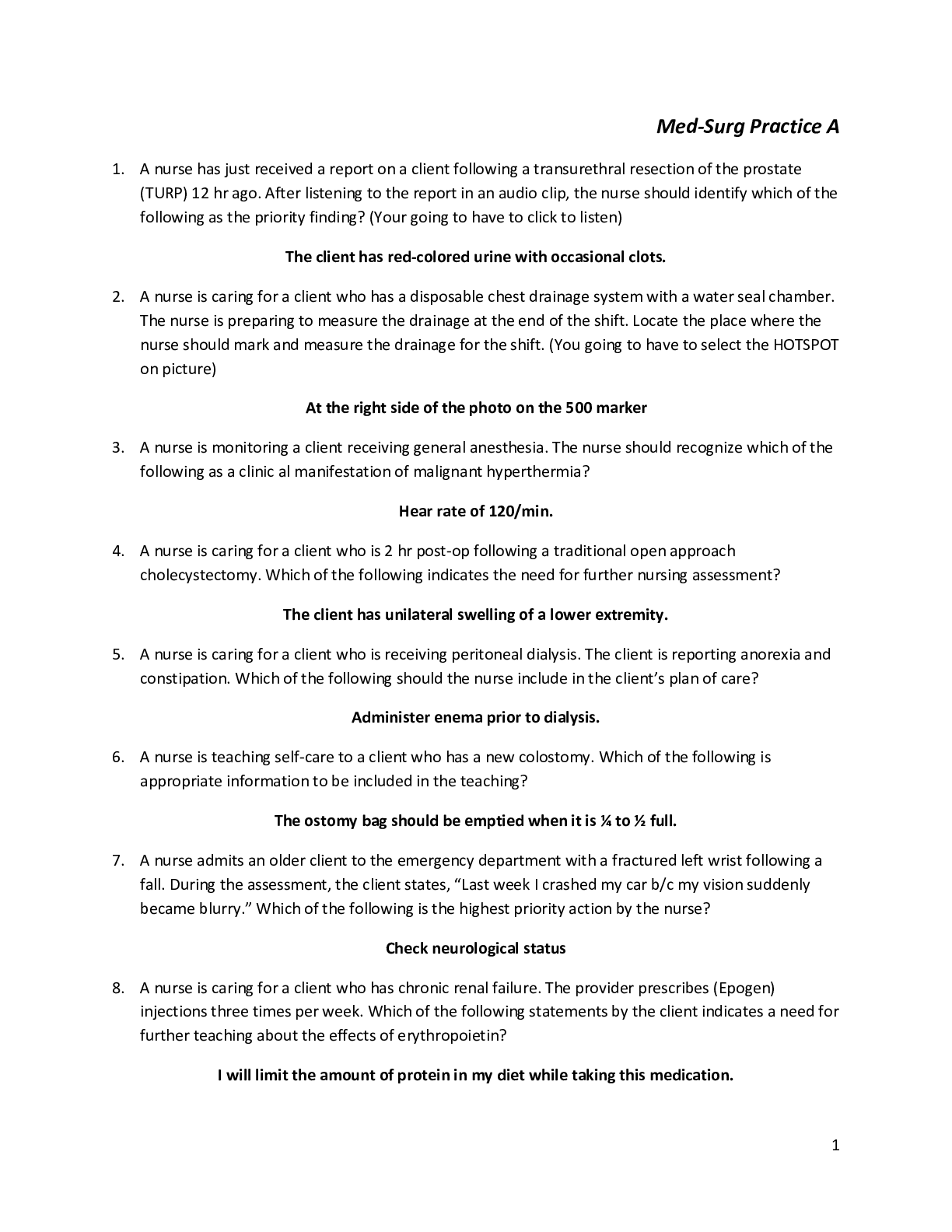 Preview image for ATI MEDSURG A | QUESTIONS WITH WELL REVIEWED ANSWERS GRADED A